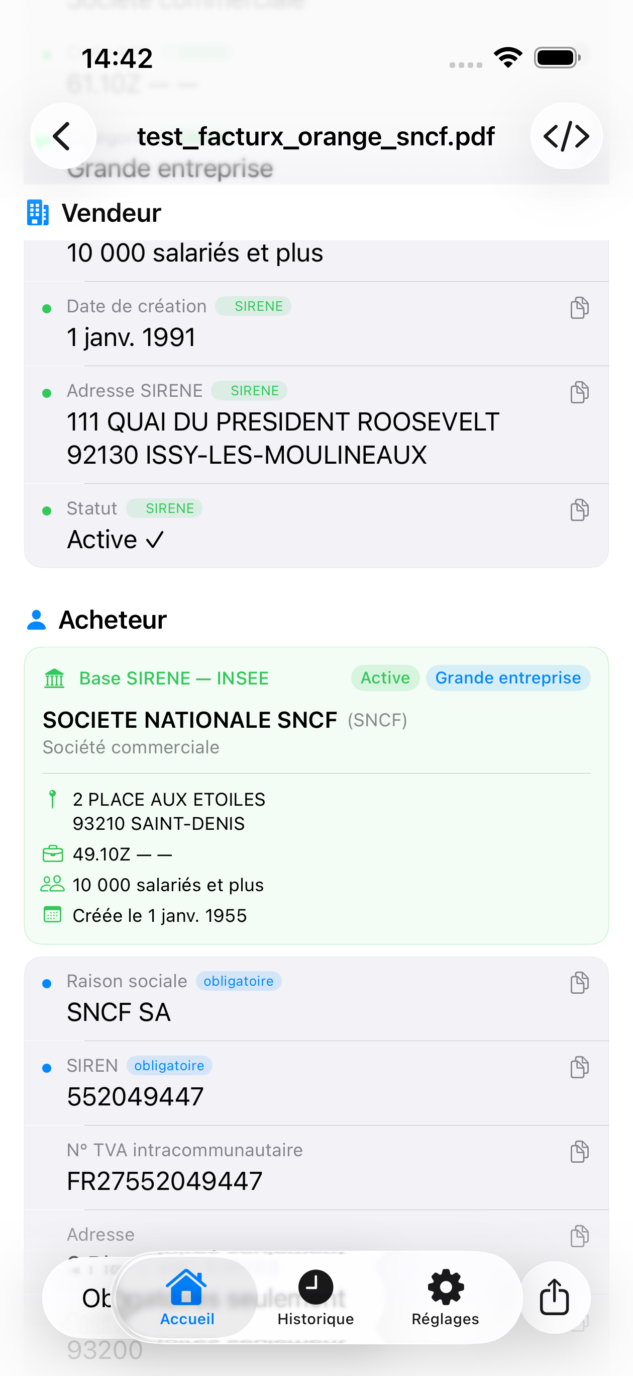 SIRENE - Entreprise verifiee